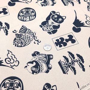 日本KOKKA最新招財猫/富士山/不倒翁文物集版（生成藍）【帆布】